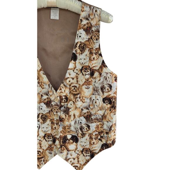VTG 90s Saddle River Puppy Dog Vest Small | Dog Print Preppy Classic Cottagecore - Picture 4 of 9